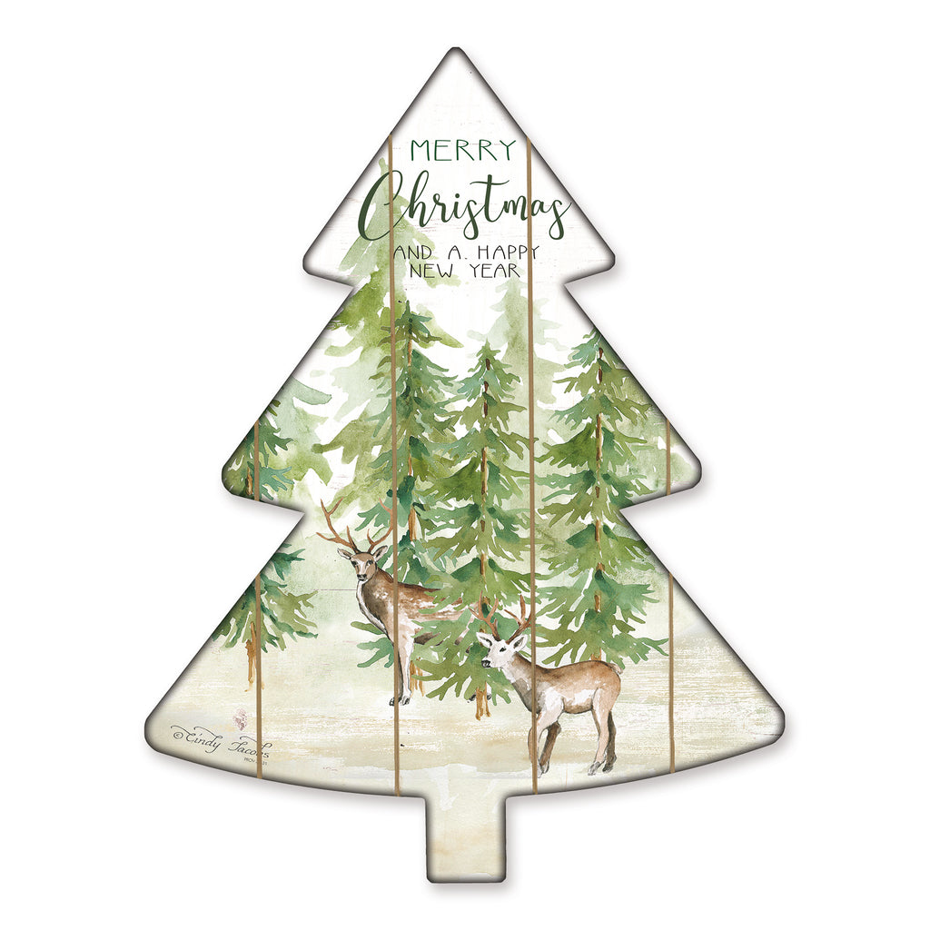 CIN1709TREE - Merry Christmas Deer - 14x18