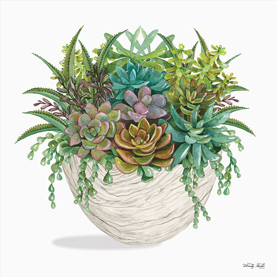 Cindy Jacobs CIN1866 - CIN1866 - White Wood Succulent II    - 12x12 Succulents, Wood Pot, Cactus, Southwestern from Penny Lane