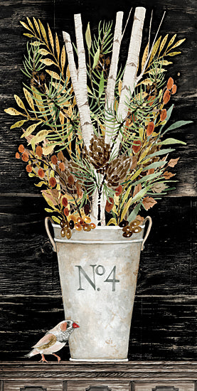 Cindy Jacobs CIN1975 - CIN1975 - No. 4 Fall Flowers and Birch 1    - 9x18 Fall Flowers, Flowers, Birch Tree Branches, Greenery, Autumn, Tin Pail, Bird from Penny Lane