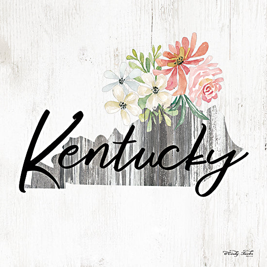 Cindy Jacobs CIN2077 - CIN2077 - Floral Kentucky State Art - 12x12 Travel, State, Kentucky, Typography, Signs, Textual Art, Flowers, 50 States, Wood Background from Penny Lane