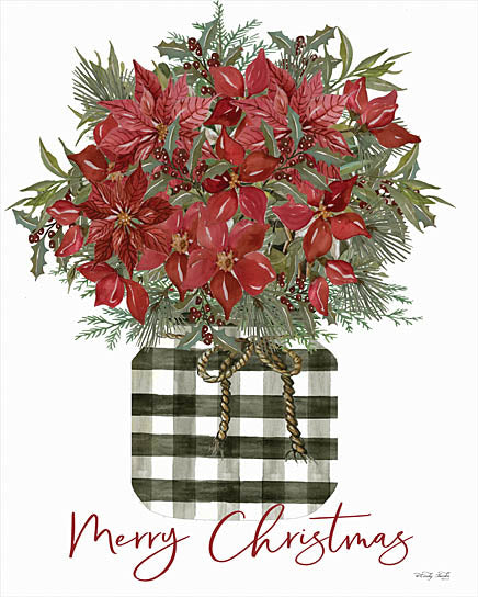 Cindy Jacobs CIN2100 - CIN2100 - Merry Christmas Poinsettia    - 12x16 Merry Christmas, Holidays, Poinsettias, Jar, Black & White Gingham, Bouquet, Country from Penny Lane