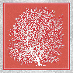 CIN2219 - Coastal Coral on Red I    - 12x12