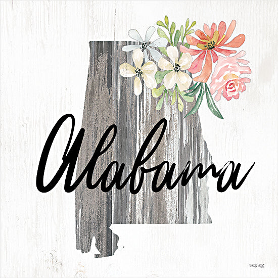 Cindy Jacobs CIN2224 - CIN2224 - Floral Alabama State Art - 12x12 Travel, State, Alabama, Typography, Signs, Textual Art, Flowers, 50 States, Wood Background from Penny Lane