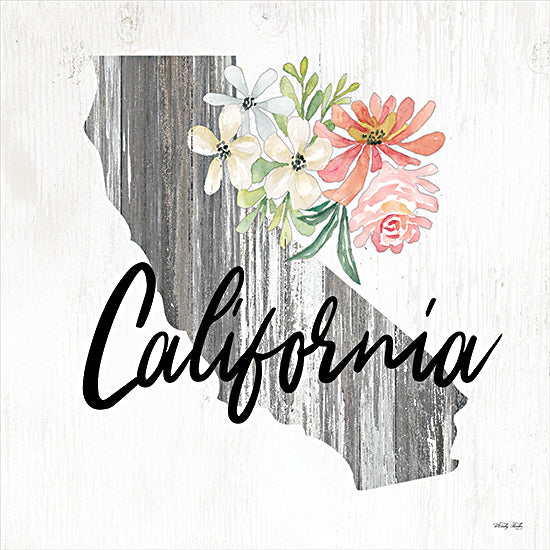 Cindy Jacobs CIN2227 - CIN2227 - Floral California State Art - 12x12 Travel, State, California, Typography, Signs, Textual Art, Flowers, 50 States, Wood Background from Penny Lane