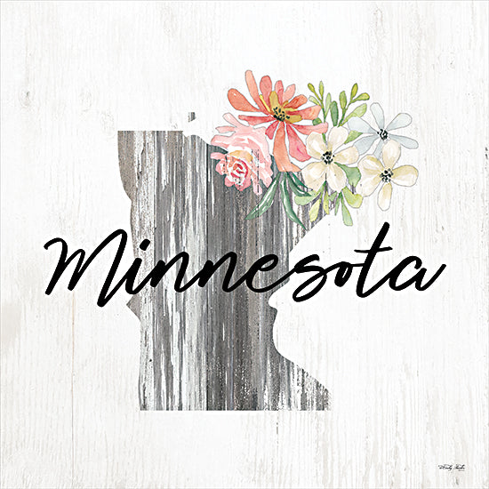 Cindy Jacobs CIN2237 - CIN2237 - Floral Minnesota State Art - 12x12 Travel, State, Minnesota, Typography, Signs, Textual Art, Flowers, 50 States, Wood Background from Penny Lane