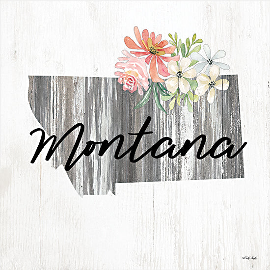 Cindy Jacobs CIN2239 - CIN2239 - Floral Montana State Art - 12x12 Travel, State, Montana, Typography, Signs, Textual Art, Flowers, 50 States, Wood Background from Penny Lane