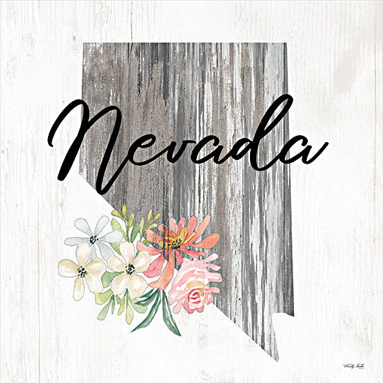 Cindy Jacobs CIN2241 - CIN2241 - Floral Nevada State Art - 12x12 Travel, State, Nevada, Typography, Signs, Textual Art, Flowers, 50 States, Wood Background from Penny Lane