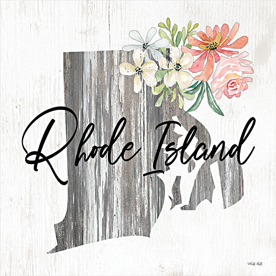 Cindy Jacobs CIN2248 - CIN2248 - Floral Rhode Island State Art - 12x12 Travel, State, Rhode Island, Typography, Signs, Textual Art, Flowers, 50 States, Wood Background from Penny Lane