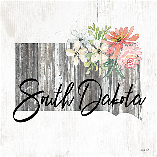 Cindy Jacobs CIN2250 - CIN2250 - Floral South Dakota State Art - 12x12 Travel, State, South Dakota, Typography, Signs, Textual Art, Flowers, 50 States, Wood Background from Penny Lane