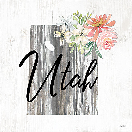 Cindy Jacobs CIN2252 - CIN2252 - Floral Utah State Art - 12x12 Travel, State, Utah, Typography, Signs, Textual Art, Flowers, 50 States, Wood Background from Penny Lane