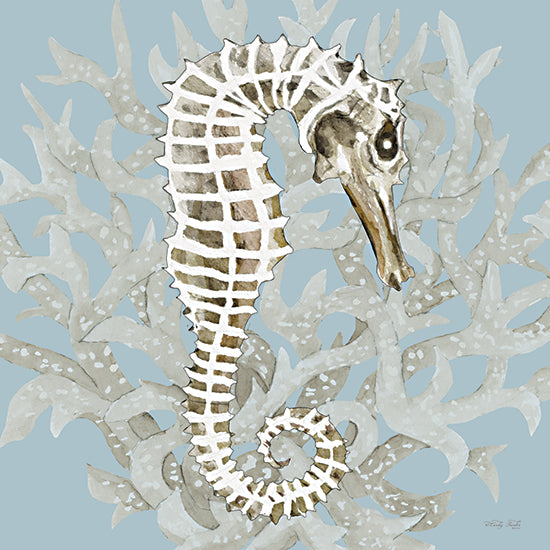 Cindy Jacobs CIN2291 - CIN2291 - Coral Seahorse I - 12x12 Seahorse, Coastal, Ocean, Coral, Blue & White from Penny Lane