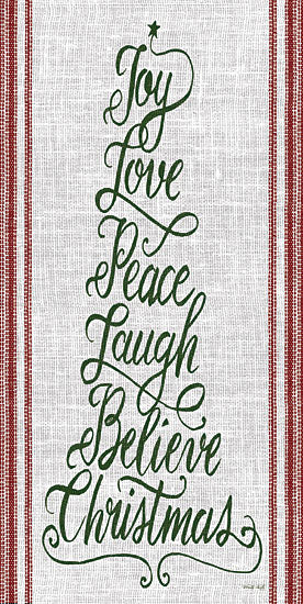 Cindy Jacobs CIN2324 - CIN2324 - Christmas Word Tree  - 9x18 Holidays, Christmas, Iconography, Calligraphy, Christmas Words, Linen Tea Towel from Penny Lane