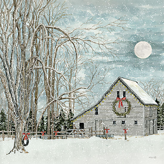 Cindy Jacobs CIN2669 - CIN2669 - Christmas Eve Moon - 12x18 Christmas, Holidays, House, Moon, Christmas Eve, Wreath, Trees, Winter from Penny Lane