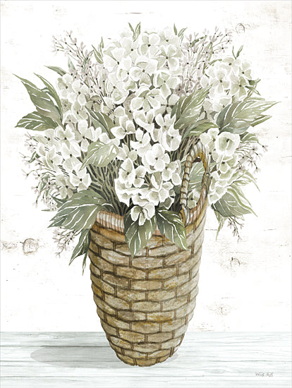 Cindy Jacobs CIN2728 - CIN2728 - Hydrangea Basket    - 12x16 Hydrangeas, White Flowers, Bouquet, Basket, Country, Blooms, Botanical from Penny Lane