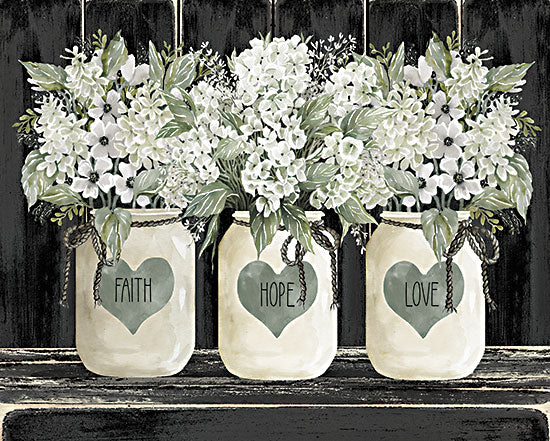 Cindy Jacobs CIN2949 - CIN2949 - Faith, Hope, Love Crocks - 16x12 Faith, Hope, Love, Crocks, Hearts, Flowers, Still Life, Black Background, Signs from Penny Lane