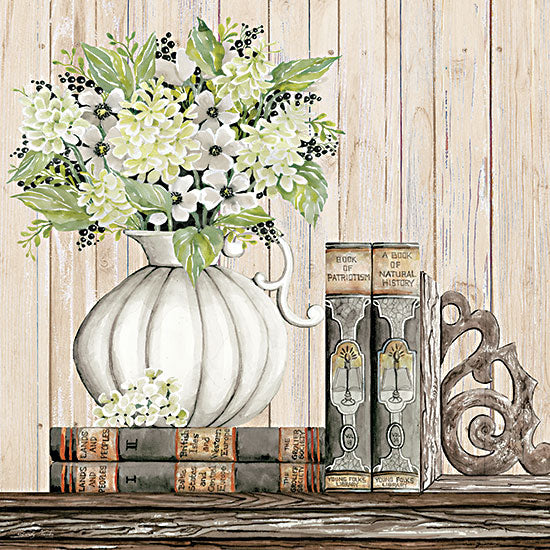 Cindy Jacobs CIN2983 - CIN2983 - Farmhouse Finds II - 12x12 Still Life, Country, Flowers, White Flowers, Bouquet, Pitcher, Books, Still Life from Penny Lane