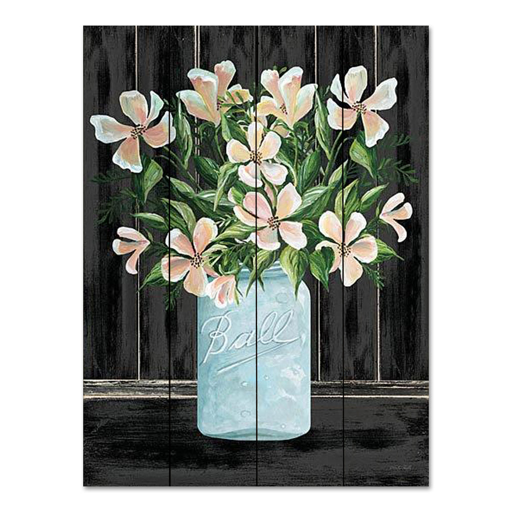 Cindy Jacobs CIN3240PAL - CIN3240PAL - Farmhouse Flowers I - 12x16 Flowers, Pink Flowers, Jar, Ball Jar, Farmhouse/Country, Spring from Penny Lane