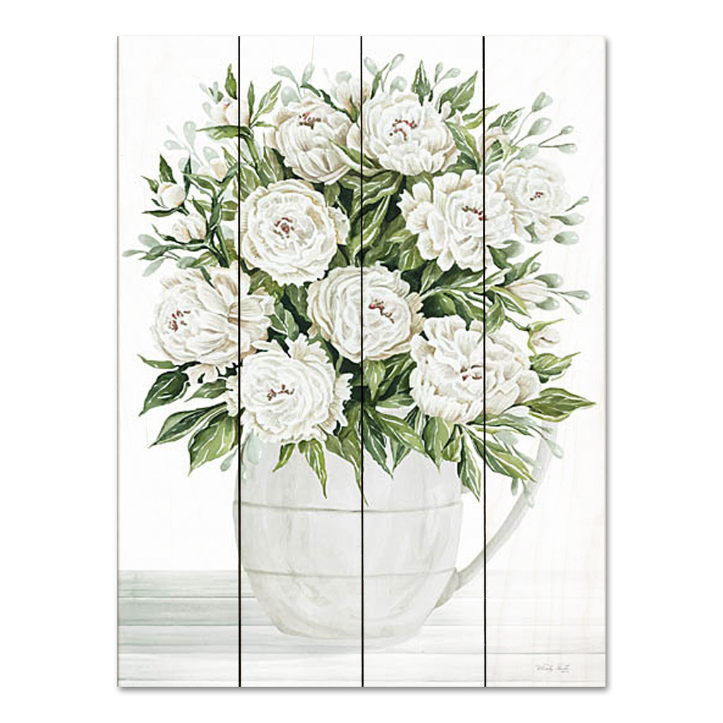 Cindy Jacobs CIN3669PAL - CIN3669PAL - Peonies on White I - 12x16 Flowers, Bouquet, Peonies, White Peonies, Pitcher, Cottage/Country, Spring from Penny Lane