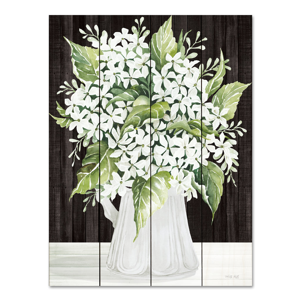 Cindy Jacobs CIN3679PAL - CIN3679PAL - Pitcher in Bloom I - 12x16 Flowers, White Flowers, Pitcher, Bouquet, Cottage/Country, Black Background, Spring from Penny Lane