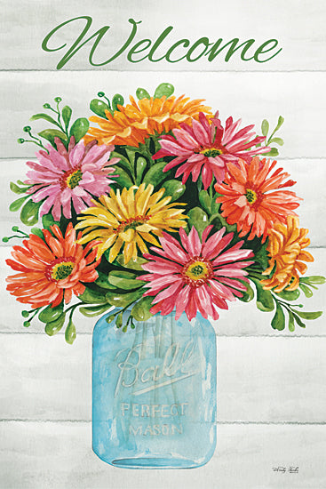 Cindy Jacobs CIN4176 - CIN4176 - Welcome Gerber Daisies - 12x18 Flowers, Gerber Daisies, Canning Jar, Bouquet, Spring, Spring Flowers, Welcome, Typography, Signs, Farmhouse/Country from Penny Lane