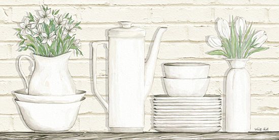 Cindy Jacobs CIN799 - White Ware Shelf II - White Ware, Shelf, Dishes, Greenery, Still Life from Penny Lane Publishing