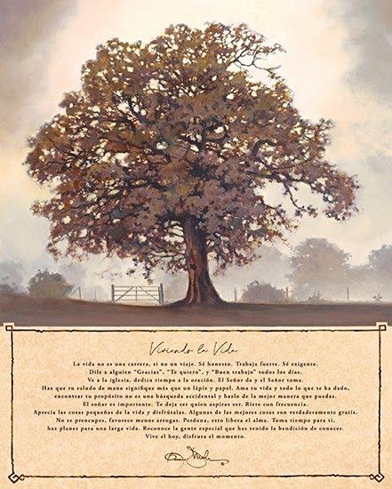 Bonnie Mohr COW367 - COW367 - Viviendo la Vida -Living Life Spanish Version - 12x16 Inspirational, Living Life, Spanish, Tree, Sepia, Poem, Typography, Signs from Penny Lane