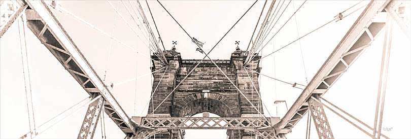 Donnie Quillen DQ210A - DQ210A - Bridge View I - 36x12 Bridge, Photography, Sepia, Landscape, Suspension Bridge, Cincinnati, Ohio from Penny Lane