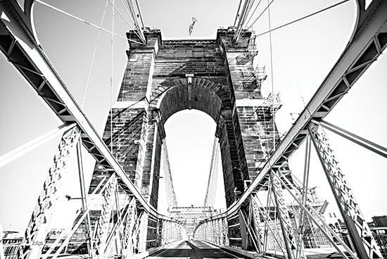 Donnie Quillen DQ304 - DQ304 - Bridge I - 18x12 Photography, Bridge, Black & White, Brick Towers, Steel Beams, Road from Penny Lane