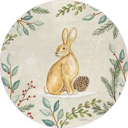 Deb Strain DS2175RP - DS2175RP - Woodland Animals Rabbit - 18x18 Rabbit, Bunny, Woodland Animals, Greenery, Berries, Pine Cone, Winter, Children from Penny Lane