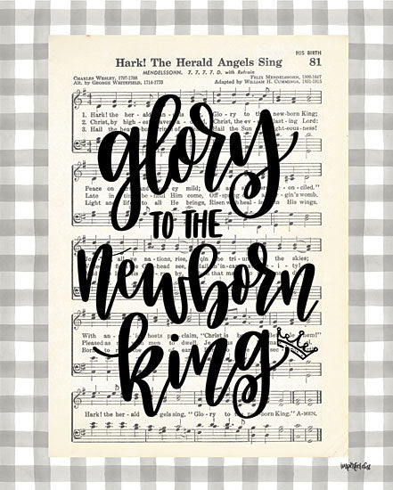 Imperfect Dust DUST384 - DUST384 - Glory to the Newborn King     - 12x16 Glory to the Newborn King, Holidays, Christmas, Sheet Music, Gingham Border, Christmas Song    from Penny Lane