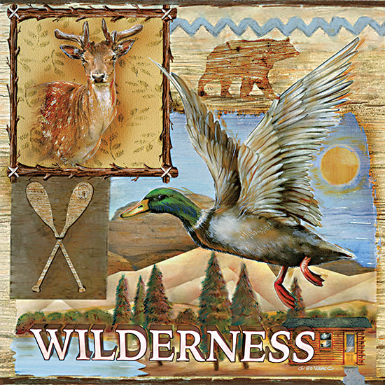 Ed Wargo ED424 - ED424 - Wilderness - 12x12 Wilderness, Duck, Hunting, Lodge, Quilt Block, Autumn, Log Cabin from Penny Lane