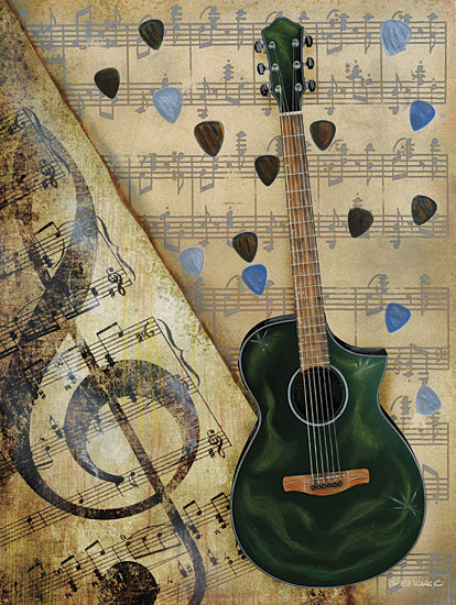 Ed Wargo ED477 - ED477 - Guitar I - 12x16 Guitar, Music, Sheet Music, Guitar Picks, Treble Clef, Musical Instrument from Penny Lane