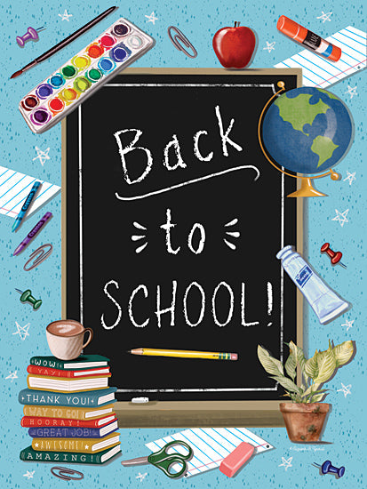 Elizabeth Tyndall ET159 - ET159 - Back to School - 12x16 Children, School, Back to School, Typography, Signs, Textual Art, Chalkboard, School Supplies, Books, Globe from Penny Lane