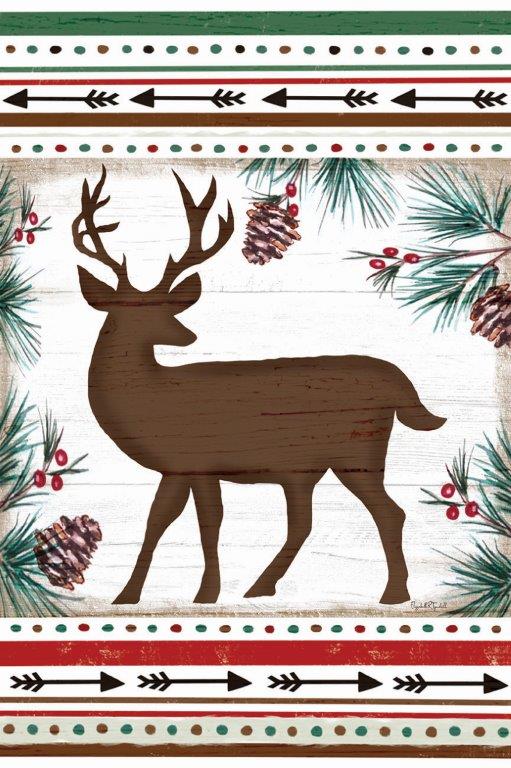 Elizabeth Tyndall ET228 - ET228 - Lodge Deer - 12x18 Lodge, Deer, Pine Sprigs, Pinecones, Arrows, Patterns, Silhouette, Masculine from Penny Lane