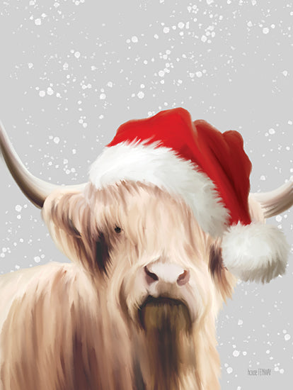 House Fenway FEN1027 - FEN1027 - Santa Highland - 12x16 Christmas, Holidays, Whimsical, Cow, Highland Cow, Santa Claus Hat, Winter, Snow, Portrait from Penny Lane