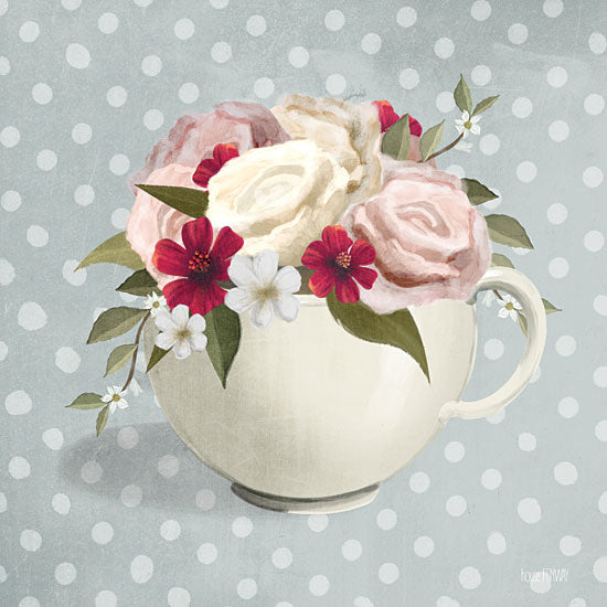 House Fenway FEN166 - FEN166 - Polka Dot Coffee-Tea Rose   - 12x12 Coffee Cup, Flowers, Tea Rose Flowers, Kitchen, Botanical from Penny Lane