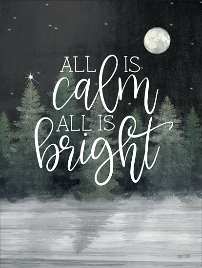 House Fenway FEN226 - FEN226 - All is Calm I - 12x16 All is Calm, All is Bright, Holidays, Christmas Song, Trees, Moon, Forest, Signs from Penny Lane