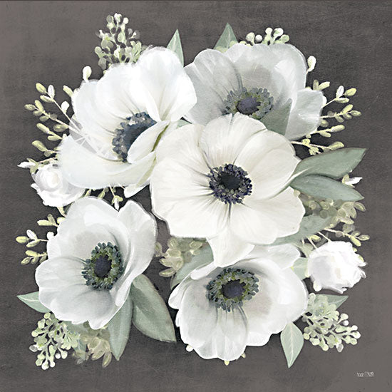 House Fenway FEN245 - FEN245 - Anemone Square II   - 12x12 Flowers, White Flowers, Anemone, Black & White from Penny Lane