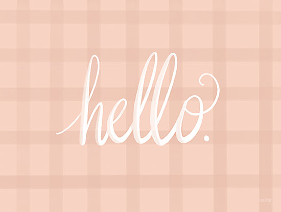 House Fenway FEN548 - FEN548 - Pretty Plaid Hello - 12x16 Hello, Greeting, Plaid, Pink, White, Typography, Signs, Patterns from Penny Lane