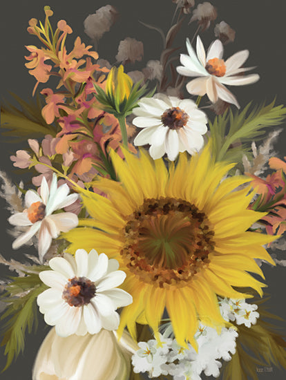 House Fenway FEN764 - FEN764 - Fall Boast     - 12x16 Fall, Flowers, Bouquet, Sunflowers, Daisies, Greenery, Dark Background from Penny Lane