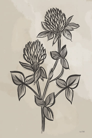 House Fenway FEN844 - FEN844 - Vintage Clover Sketch II - 12x18 Herb, Clover, Sketch, Drawing Print, Black & White, Vintage from Penny Lane