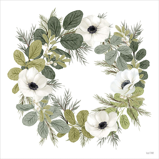 House Fenway FEN995 - FEN995 - Anemone & Eucalyptus Wreath - 12x12 Wreath, Anemone, Eucalyptus, Greenery, Flowers, White Flowers, Nature from Penny Lane