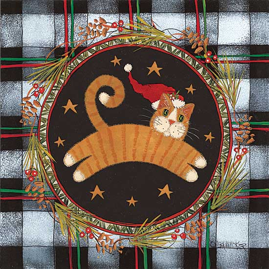 Lisa Hilliker HILL676 - Jumping Tan Cat - Cat, Santa Hat, Wreath, Plaid, Lodge from Penny Lane Publishing