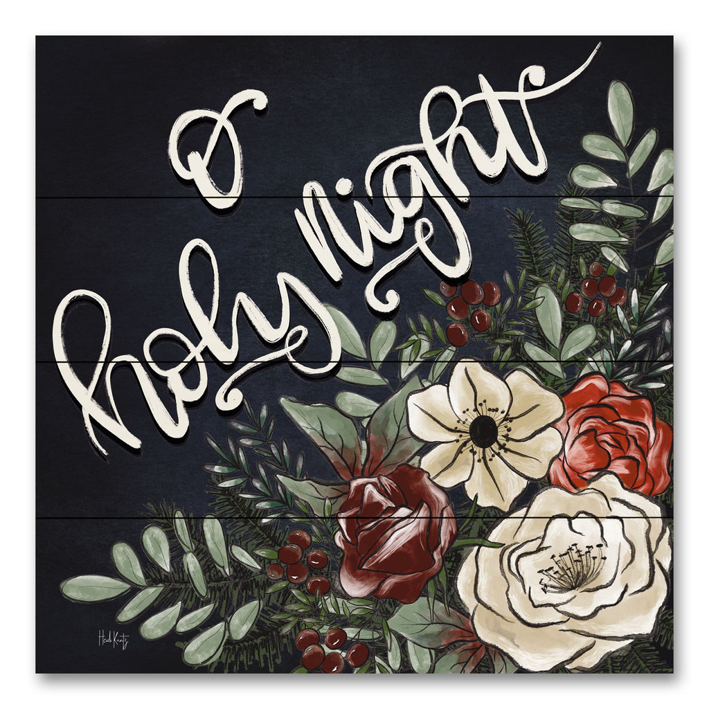 Heidi Kuntz HK187PAL - HK187PAL - O Holy Night - 12x12 O Holy Night, Christmas, Holidays, Flowers, Greenery, Typography, Signs from Penny Lane