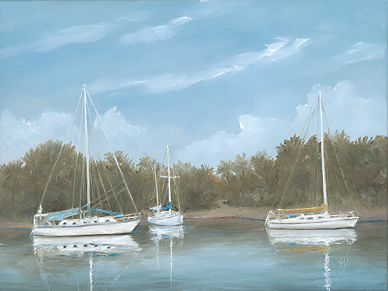 Georgia Janisse JAN298 - JAN298 - Safe Harbor - 16x12 Coastal, Sailboats, Harbor, Lake, Trees, Landscape, Clouds, Masculine from Penny Lane