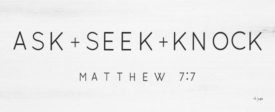 Jaxn Blvd. JAXN491 - JAXN491 - Ask, Seek, Knock   - 20x8 Religious, Ask + Seek + Knock, Bible Verse, Matthew, Typography, Signs, Black & White from Penny Lane