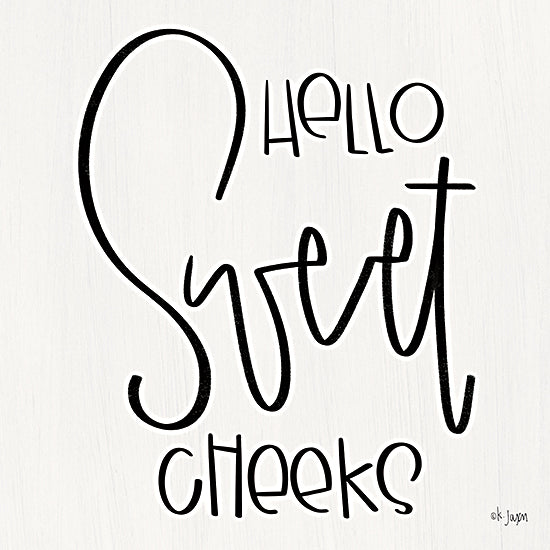 Jaxn Blvd. JAXN596 - JAXN596 - Hello Sweet Cheeks - 12x12 Hello Sweet Cheeks, Bath, Bathroom, Black & White, Signs, Humorous from Penny Lane