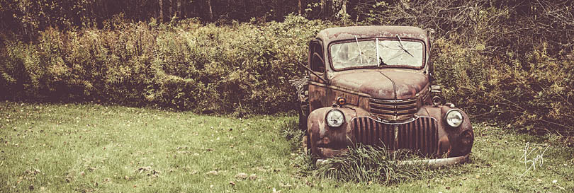 Justin Spivey JDS206A - JDS206A - Rusty Clearing - 36x12 Rusty Truck, Field, Antiques, Trees from Penny Lane