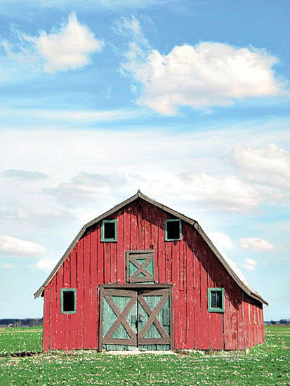 JG Studios JGS382 - JGS382 - Barn with Green Doors - 12x16 Barn, Farm, Red Barn, Green Doors from Penny Lane