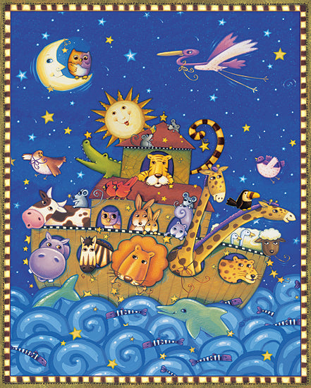 JG Studios JGS389 - JGS389 - Starry Ark II - 12x16 Ark, Noah's Ark, Animals, Bible Story, Birds, Whale, Ocean, Evening, Sun, Moon from Penny Lane